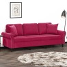 Canapé 3 places avec oreillers bordeaux 180 cm velours 618372618372