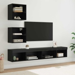 Unités murales TV avec LED 5 pcs Chêne noir Bois d'ingénierie 618374618374