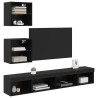 Unités murales TV avec LED 5 pcs Chêne noir Bois d'ingénierie 618374618374