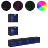 Unités murales TV avec LED 5 pcs Chêne noir Bois d'ingénierie 618374618374