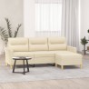 Canapé à 3 places avec repose-pieds Crème 180 cm Tissu 618375618375