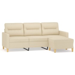 Canapé à 3 places avec repose-pieds Crème 180 cm Tissu 618375618375