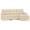 Canapé à 3 places avec repose-pieds Crème 180 cm Tissu 618375618375
