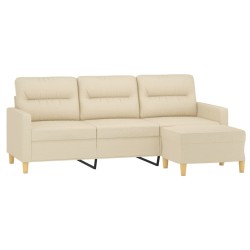Canapé à 3 places avec repose-pieds Crème 180 cm Tissu 618375618375