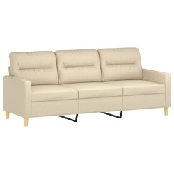 Canapé à 3 places avec repose-pieds Crème 180 cm Tissu 618375618375