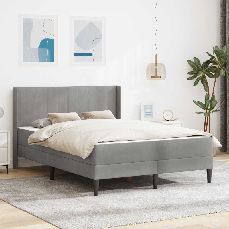 Cadre de lit avec matelas Gris clair 120 x 190 cm Velours 618380618380