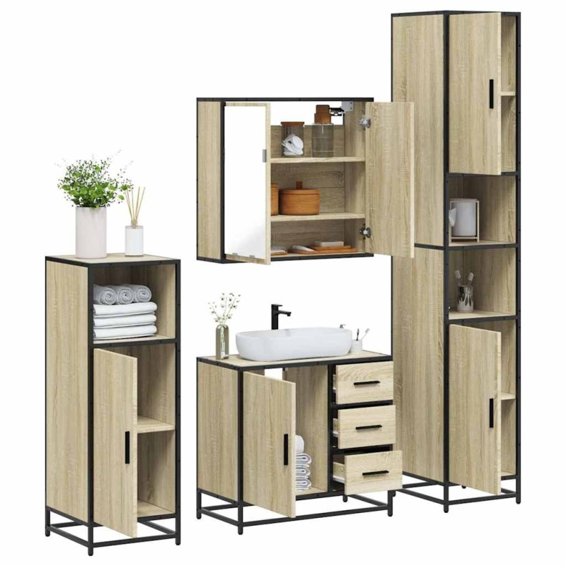 Ensemble de meubles de salle de bain 4 pcs chêne sonoma 618384618384