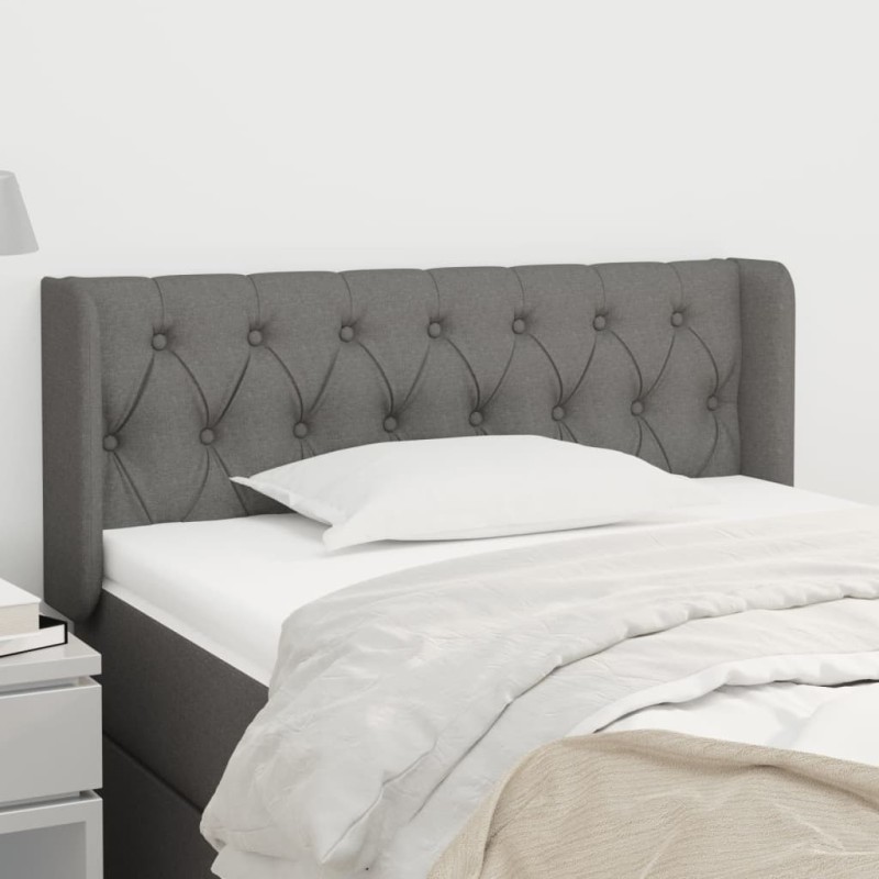 Tête de lit avec oreilles Gris foncé 103x16x78/88 cm Tissu 618386618386