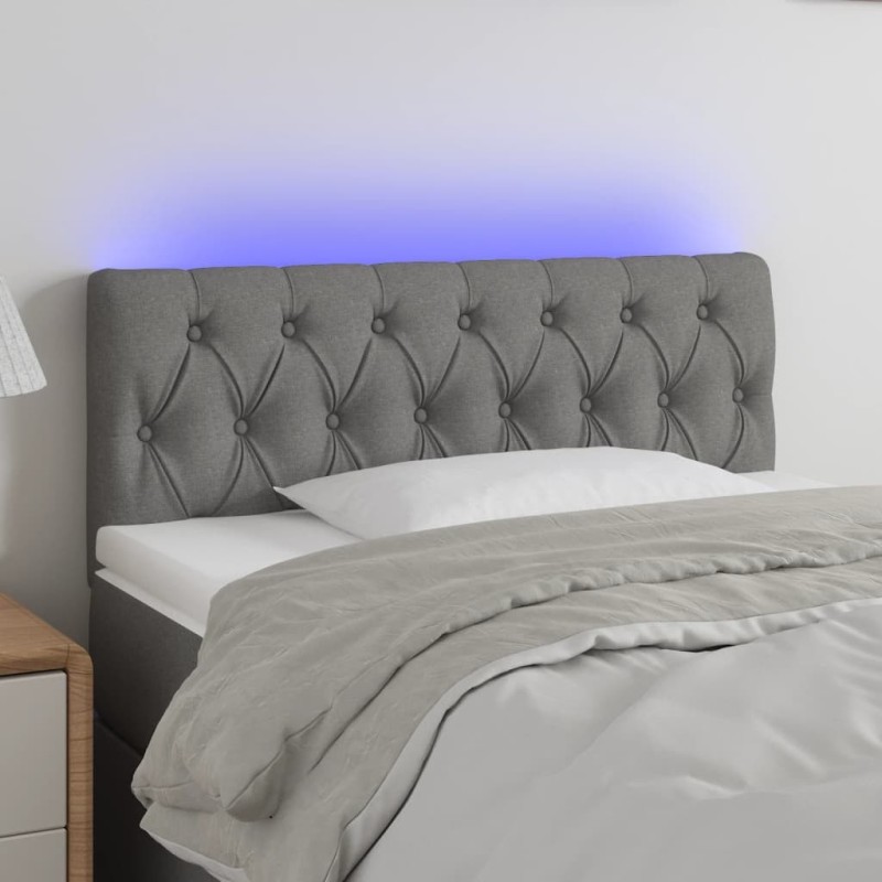 Tête de lit à LED Gris foncé 100x7x78/88 cm Tissu 618387618387