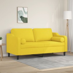 Canapé 2 places avec oreillers jaune clair 140 cm tissu 618388618388