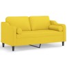 Canapé 2 places avec oreillers jaune clair 140 cm tissu 618388618388