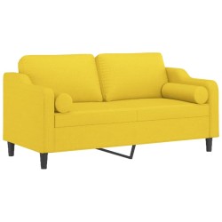 Canapé 2 places avec oreillers jaune clair 140 cm tissu 618388618388