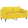 Canapé 2 places avec oreillers jaune clair 140 cm tissu 618388618388