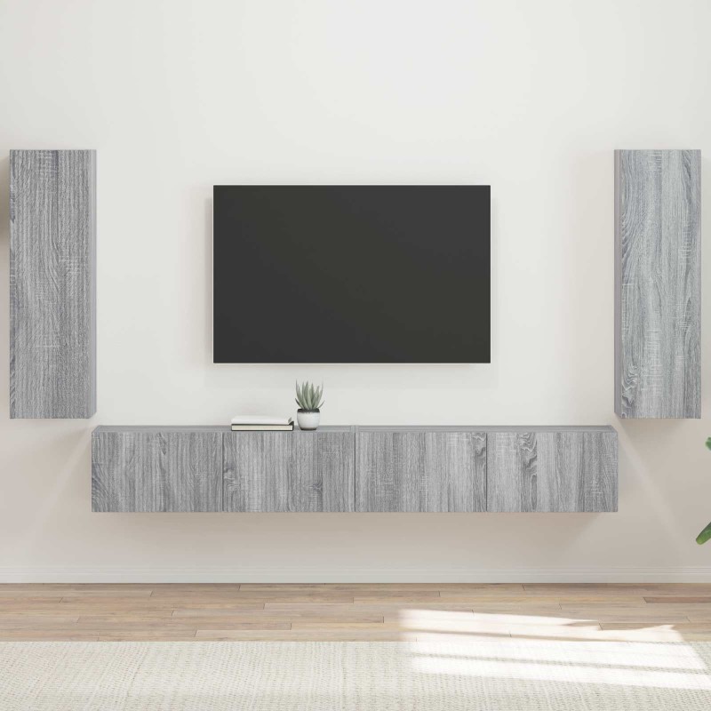 Ensemble de meuble TV mural 4 pcs Gris Sonoma Bois d'ingénierie 618391618391