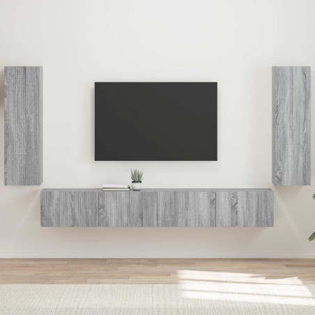Ensemble de meuble TV mural 4 pcs Gris Sonoma Bois d'ingénierie 618391618391