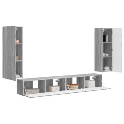 Ensemble de meuble TV mural 4 pcs Gris Sonoma Bois d'ingénierie 618391618391