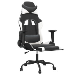 Chaise de jeu avec repose-pied Noir et blanc Similicuir 618393618393