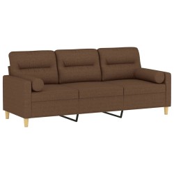 Canapé 3 places avec oreillers décoratifs marron 180 cm tissu 618395618395