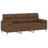 Canapé 3 places avec oreillers décoratifs marron 180 cm tissu 618395618395