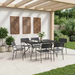 Table de Salle à Manger en Maille Extensible Anthracite Acier 618398618398