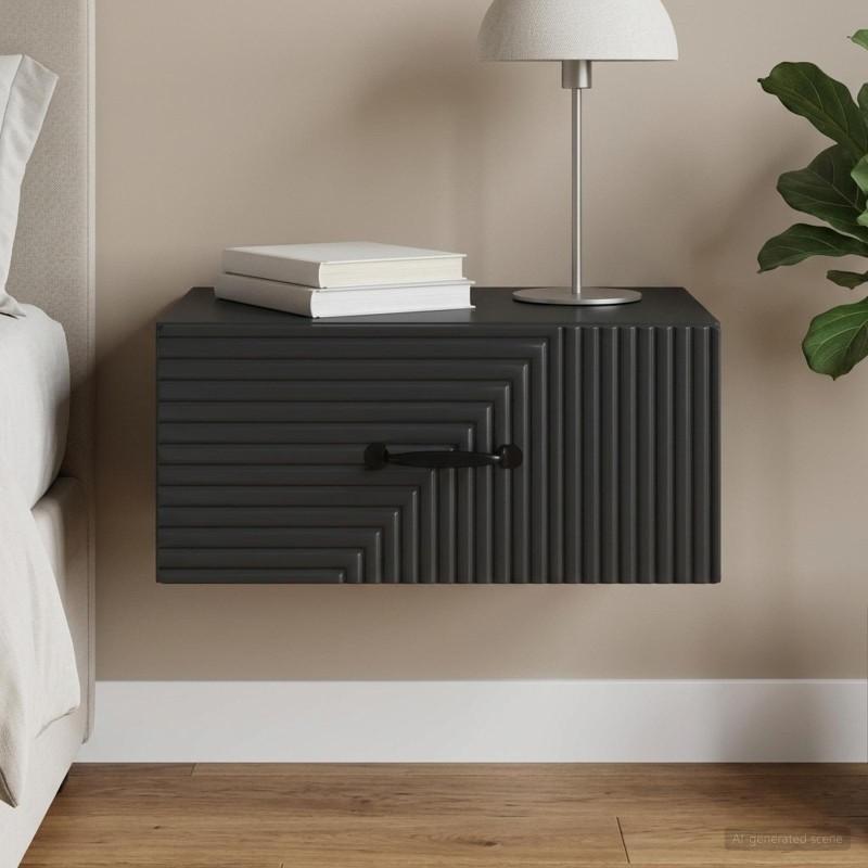 Cabinet de chevet mural avec tiroir Noir 49 x 34,5 x 20 cm 618400618400