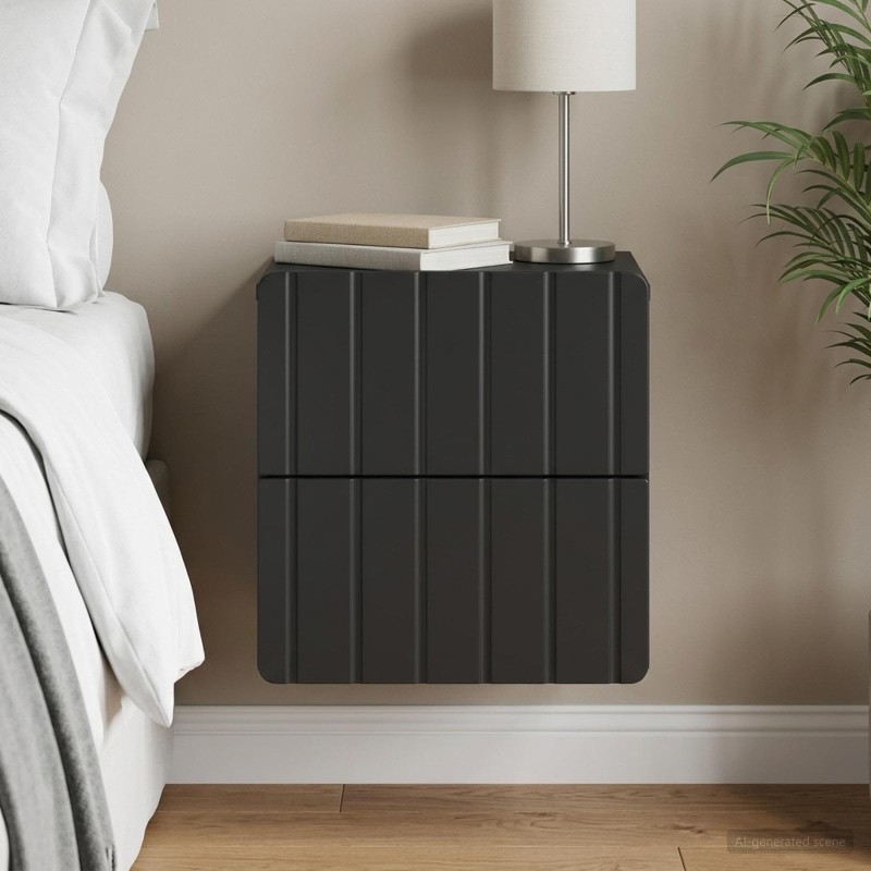 Cabinet de chevet mural avec tiroir Noir 33 x 34,5 x 43 cm 618401618401