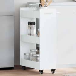 Armoire avec roues blanc 60x22x79 cm bois d'ingénierie 618406618406