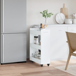 Armoire avec roues blanc 60x22x79 cm bois d'ingénierie 618406618406