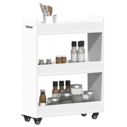 Armoire avec roues blanc 60x22x79 cm bois d'ingénierie 618406618406
