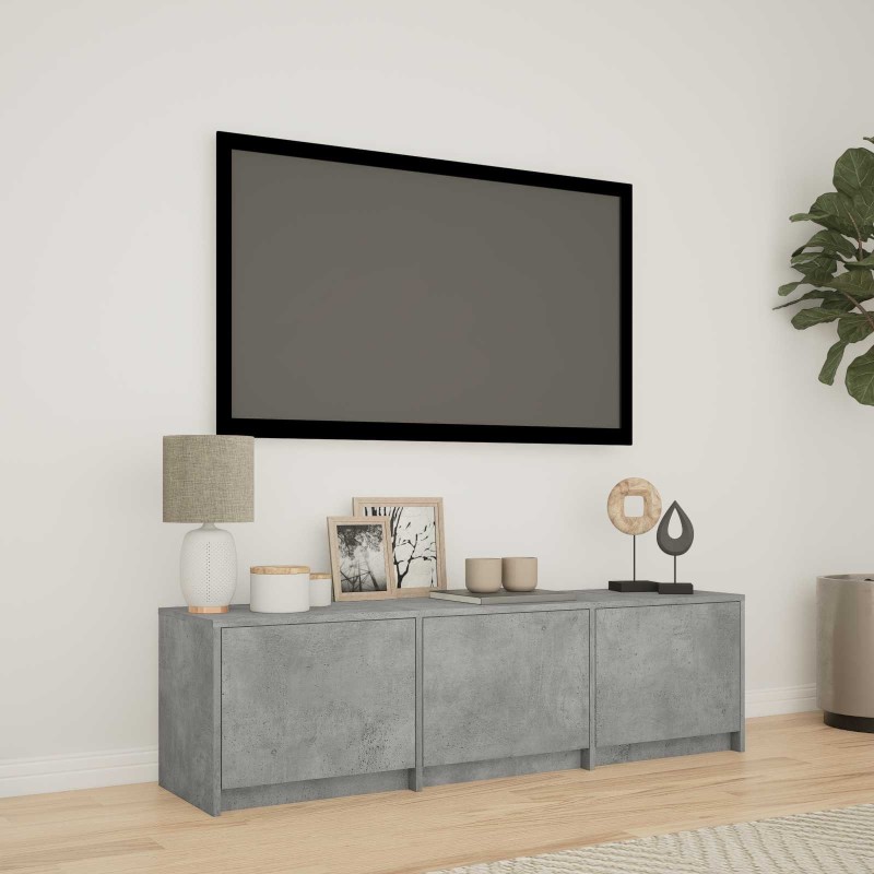 Meuble TV avec LED 140x34x40 cm Gris Béton Bois d’ingénierie 618410618410
