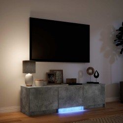 Meuble TV avec LED 140x34x40 cm Gris Béton Bois d’ingénierie 618410618410