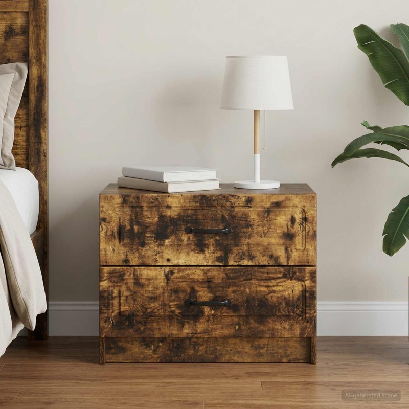 Cabinet de chevet avec tiroir Chêne fumé 62 x 34,5 x 44,5 cm 618411618411