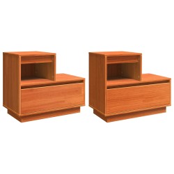 Cabinet de chevet avec tiroir 2 pcs Cire marron 60 x 34 x 51 cm 618413618413