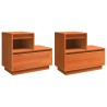 Cabinet de chevet avec tiroir 2 pcs Cire marron 60 x 34 x 51 cm 618413618413