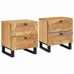 Cabinet de chevet avec tiroir 2 pcs Naturel 40 x 33 x 46 cm 618418618418