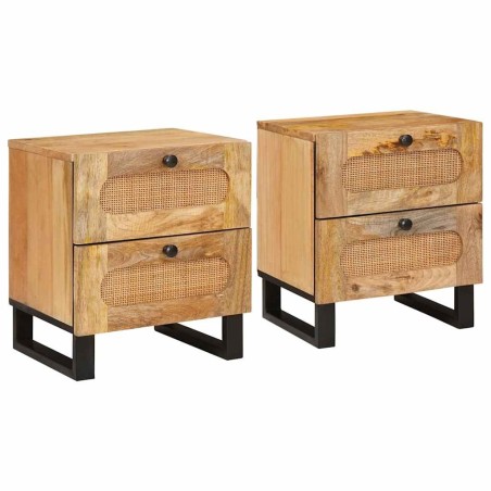 Cabinet de chevet avec tiroir 2 pcs Naturel 40 x 33 x 46 cm 618418618418