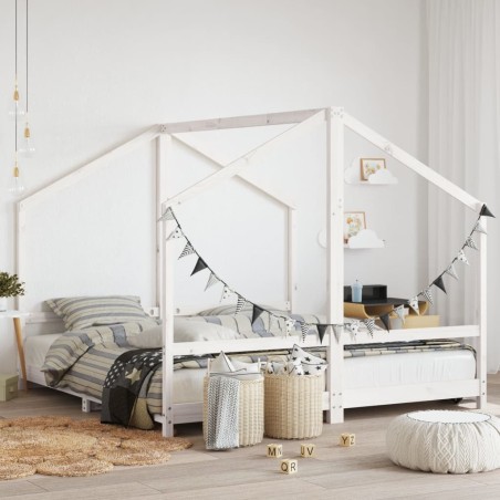 Cadre de lit d'enfant blanc 2x(90x190) cm bois de pin massif 618429618429