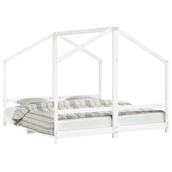 Cadre de lit d'enfant blanc 2x(90x190) cm bois de pin massif 618429618429