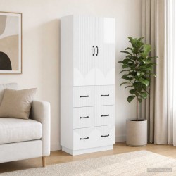 Ensemble de Meubles 2 pcs Blanc brillant 66 x 34,5 x 87 cm 618441618441
