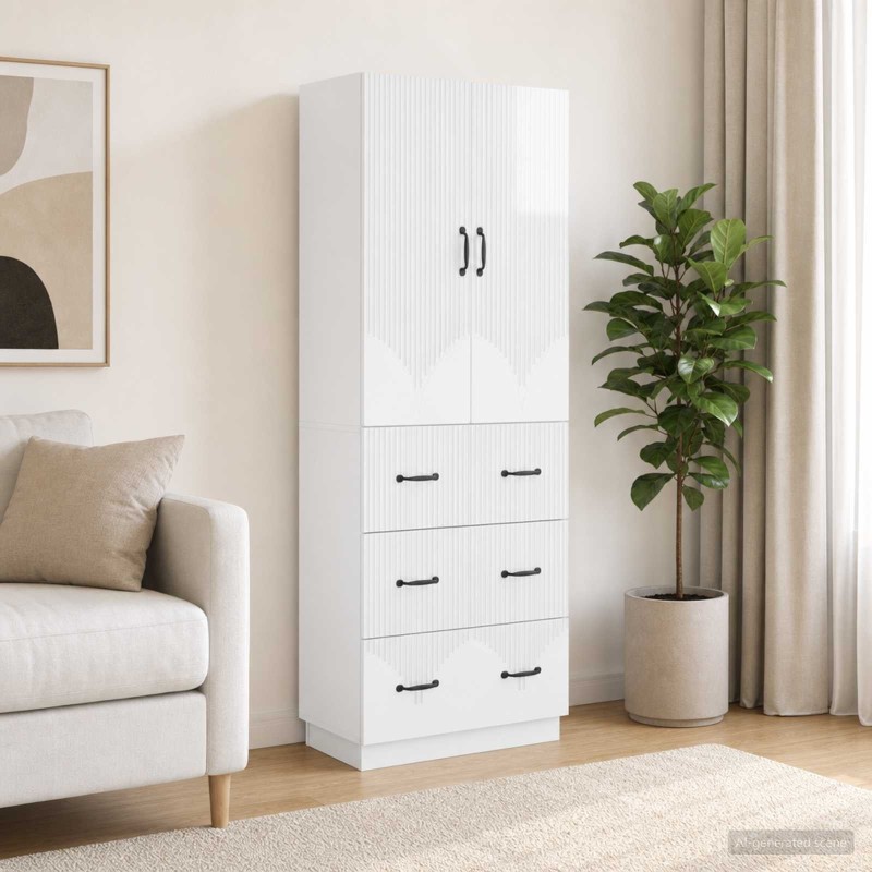 Ensemble de Meubles 2 pcs Blanc brillant 66 x 34,5 x 87 cm 618441618441