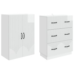 Ensemble de Meubles 2 pcs Blanc brillant 66 x 34,5 x 87 cm 618441618441