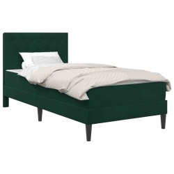 Cadre de lit avec matelas Vert foncé 100 x 200 cm Velours 618442618442