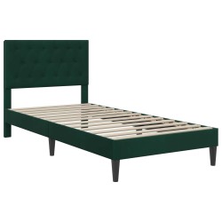 Cadre de lit avec matelas Vert foncé 100 x 200 cm Velours 618442618442