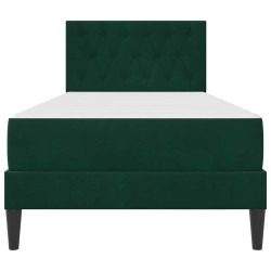 Cadre de lit avec matelas Vert foncé 100 x 200 cm Velours 618442618442