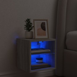 Meuble TV mural avec lumières LED sonoma gris 30x28,5x30 cm 618444618444