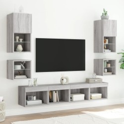 Meuble TV mural avec lumières LED sonoma gris 30x28,5x30 cm 618444618444