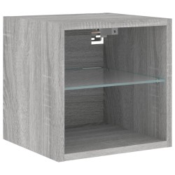 Meuble TV mural avec lumières LED sonoma gris 30x28,5x30 cm 618444618444