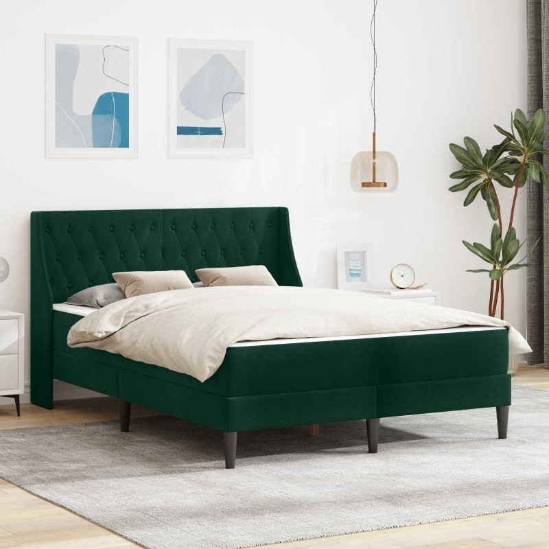 Cadre de lit avec matelas Vert foncé 120 x 200 cm Velours 618445618445
