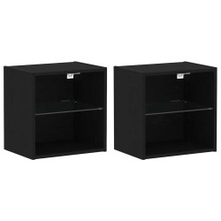 Étagère flottante avec lumière LED 2 pcs Noir 40 x 28,5 x 40 cm 618447618447
