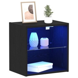 Étagère flottante avec lumière LED 2 pcs Noir 40 x 28,5 x 40 cm 618447618447